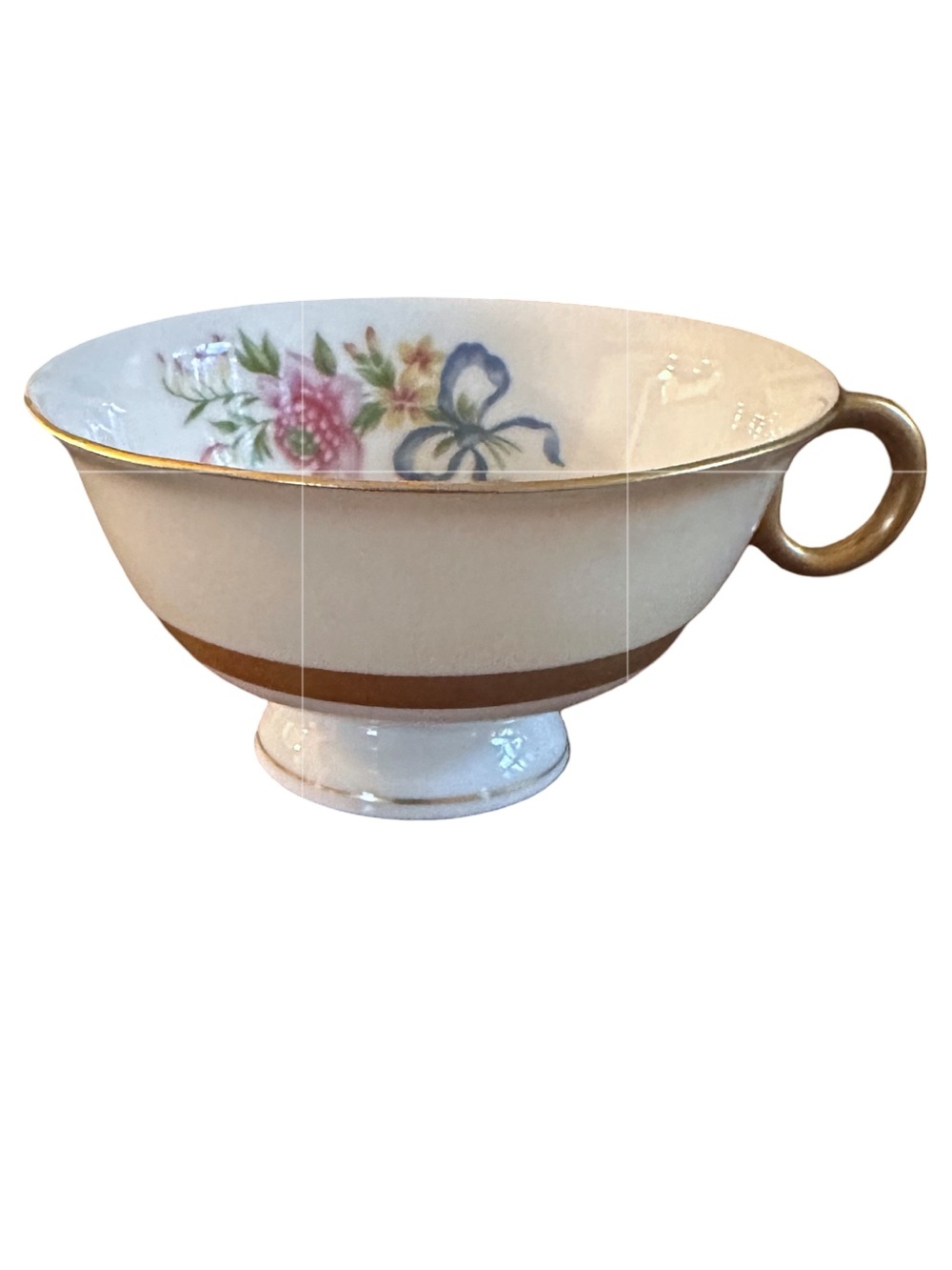 Theodore Haviland "Kenmore Pattern" Set of Six Vintage Porcelain Footed Teacups